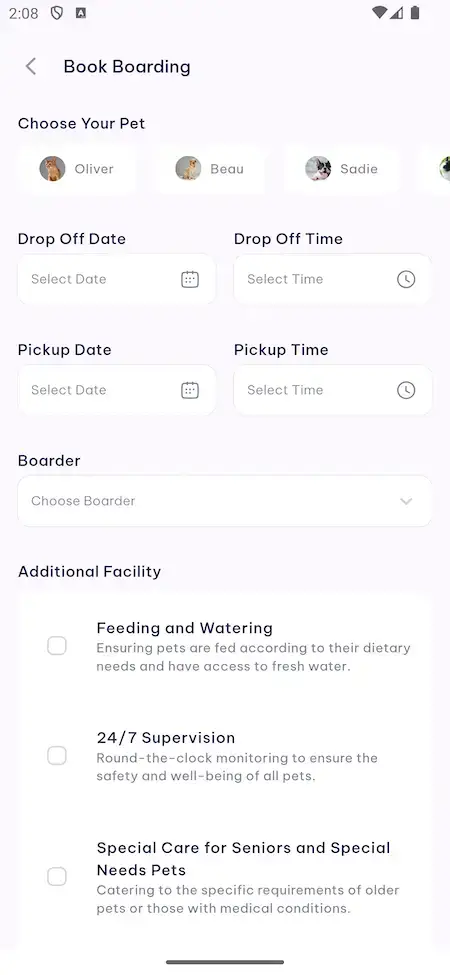 Rover Clone 19 Pet Reservation & Checkout Screen – Rover Clone App