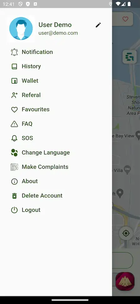 Grab Clone 17 User Profile & Menu Navigation Screen - Clone Mobile App