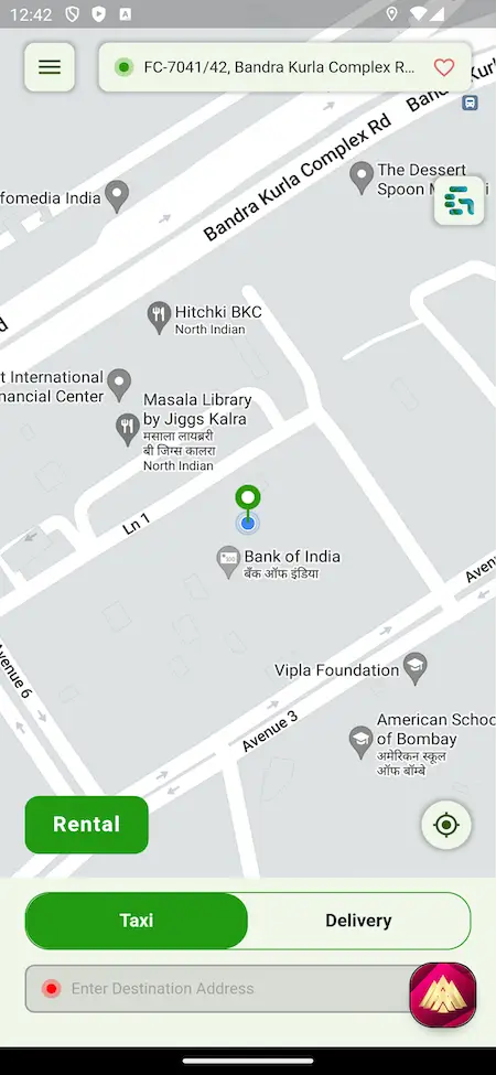 Grab Clone 21 Ride Hailing Like App - Taxi Rental Map Display.