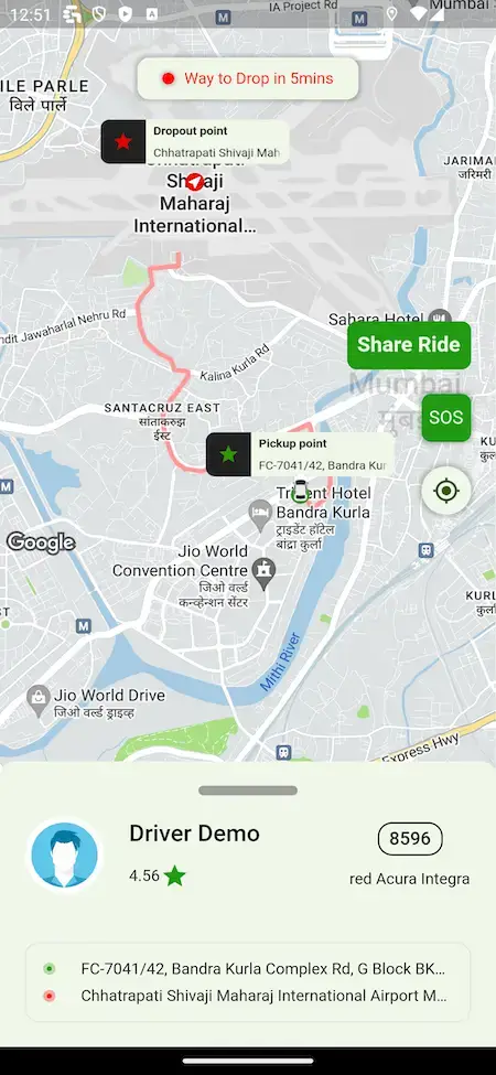 Grab Clone 15 Location Driver Demo Screen Grab Clone Mobile App