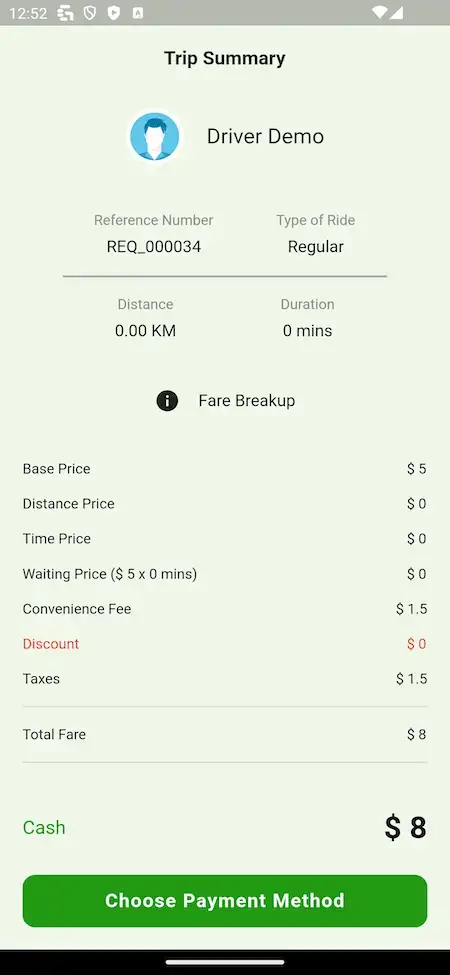 Grab Clone 16 Location Trip Summary Screen - Clone Mobile App