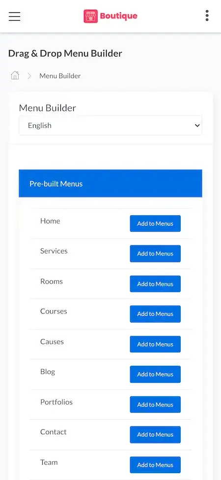 Wix Clone 21 Wix Clone drag and drop menu builder Page Display