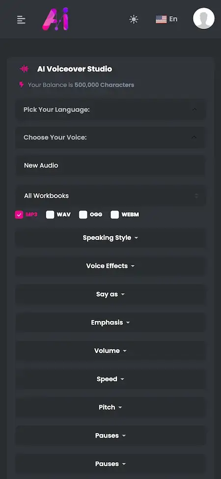 ChatGPT Clone 15 AI Voiceover Studio Screen Chatgpt Clone Mobile App
