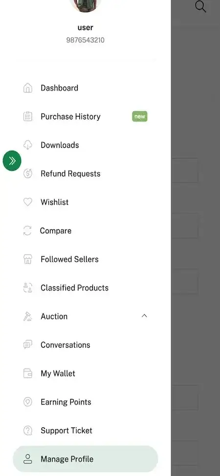 Alibaba Clone 18 Alibaba Clone Mobile App Menu Screen.