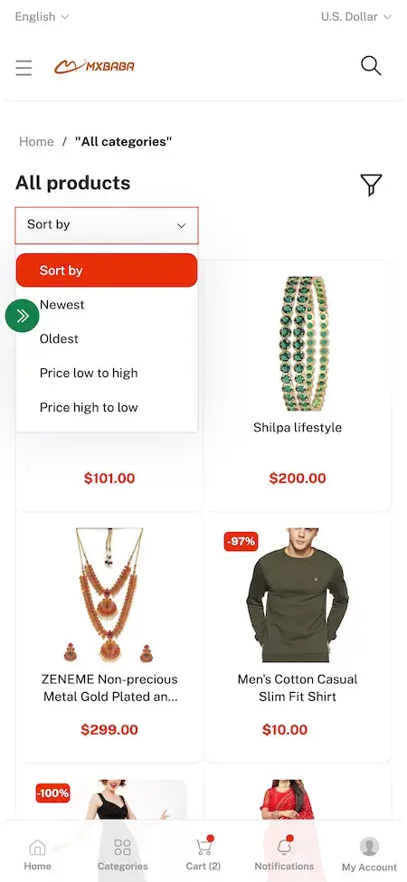 Leading E-Commerce App Development Company Trusted Worldwide 12 Alibaba Clone Mobile App Products Screen.
