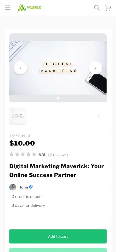 Fiverr Clone 17 Fiverr Clone display to start a Online Digital Marketing Course.