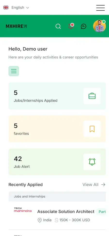 Job Portal 21 Job Portal App User Profile Activity Screen.