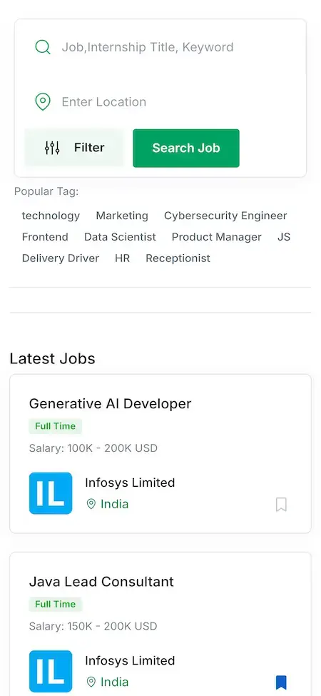 Job Portal 15 Job Portal Mobile App Search Filter Screen