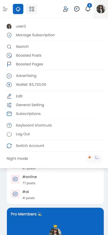 LinkedIn Clone 21 Linkedin Alternative Menu Navigation Screen UI