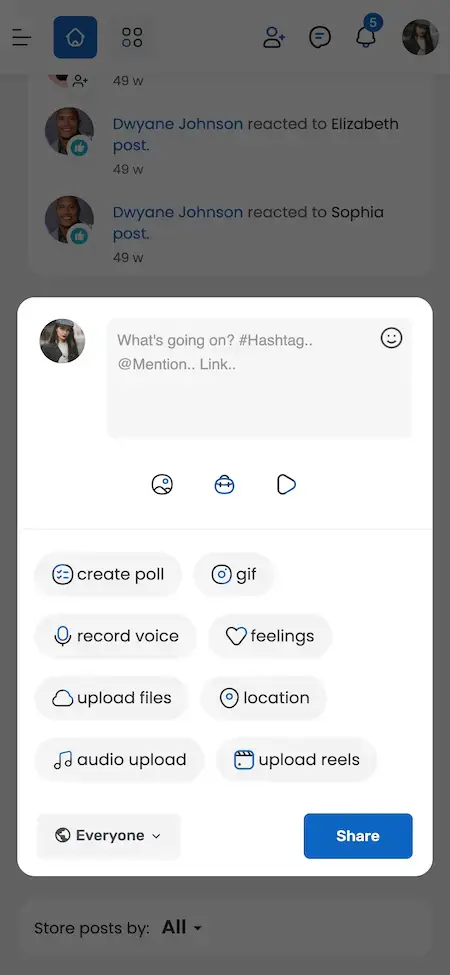 LinkedIn Clone 13 Linkedin Like App – Write A Post & Share Screen