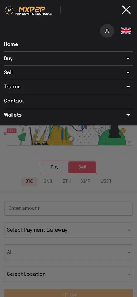 Paxful Clone 21 Side Menu Drawer UI – Paxful Clone Crypto Exchange