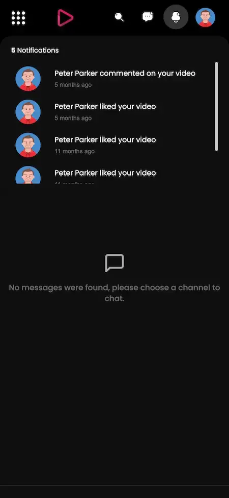 YouTube Clone 18 youtube Clone notification Screen.