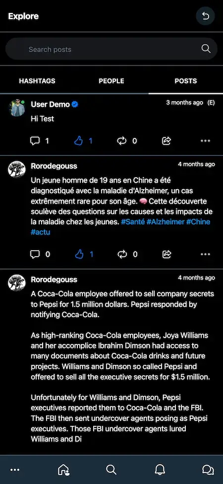 Twitter Clone 16 Twitter Clone Mobile App User Posts Screen