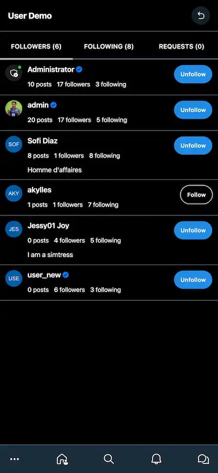 Twitter Clone 19 Twitter Clone Mobile App Followers Screen