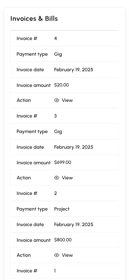Upwork Clone 16 Upwork Clone Mobile Admin screen.