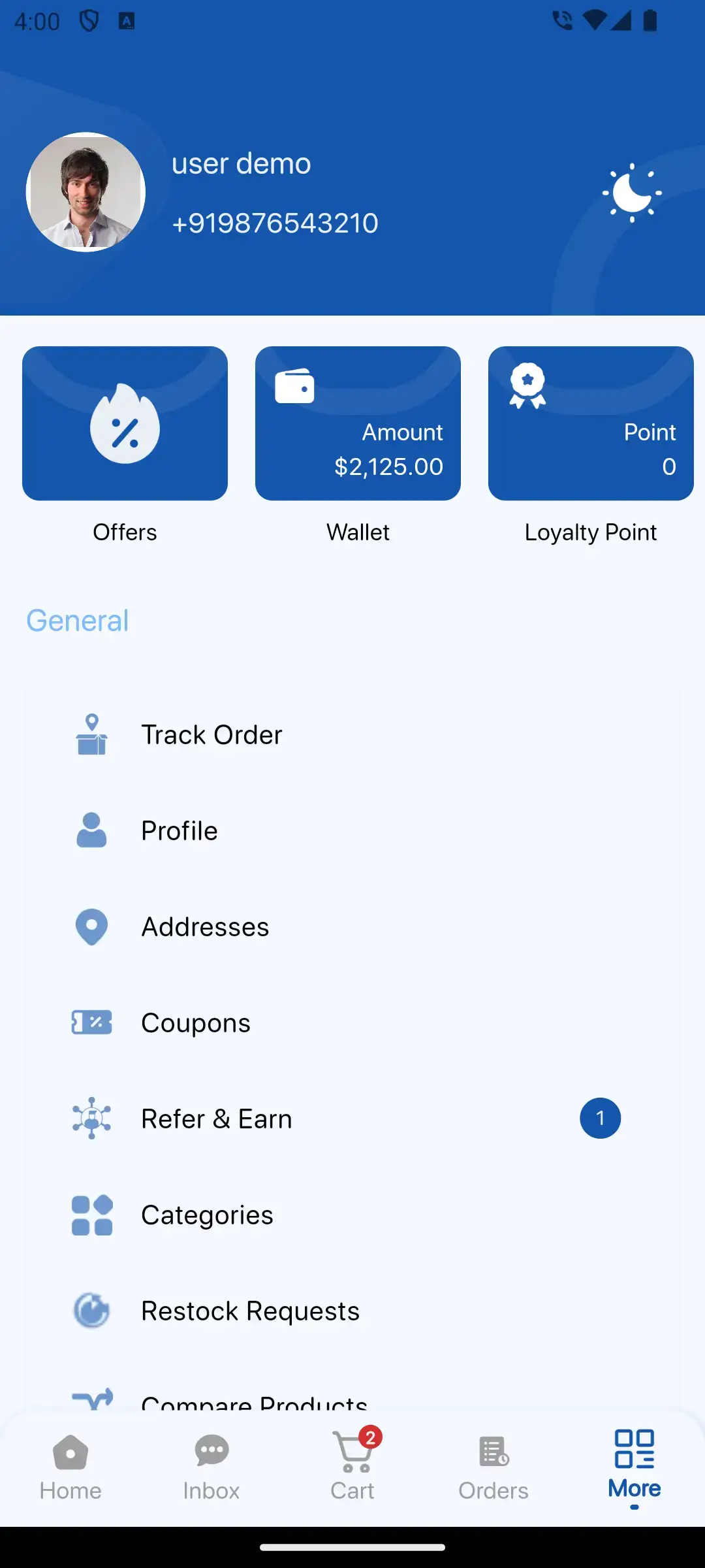 Myntra Clone 21 Myntra Clone Mobile App Screen Showing User Profile