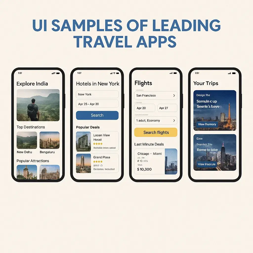 How to Develop an Online Travel Agency Platform App 2 ui samples leading travel apps