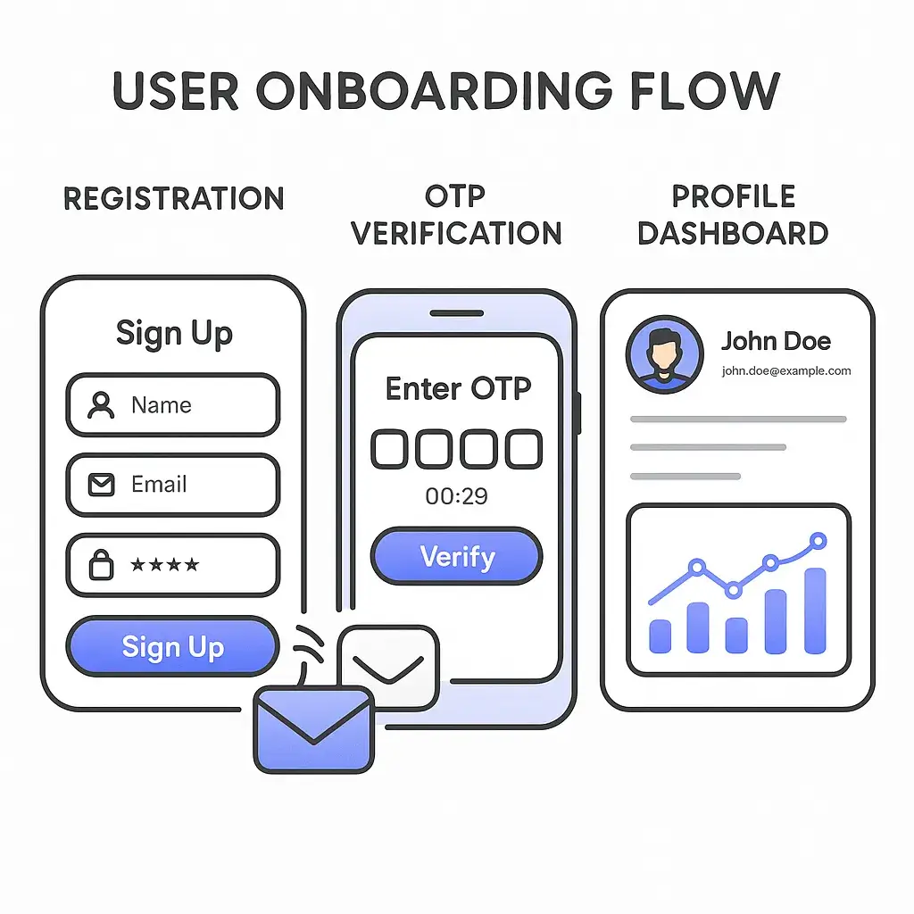 Key JustEat Features for Food Delivery Apps 1 Onboarding Flow Illustration