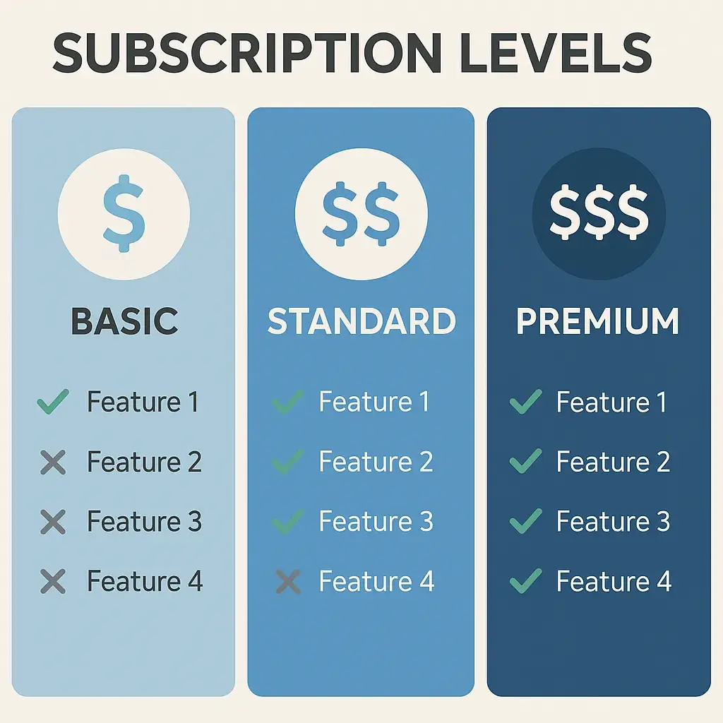 ย Fansly App Features List: What Makes It a Creator Magnet? 2 Subscription Levels Infographic