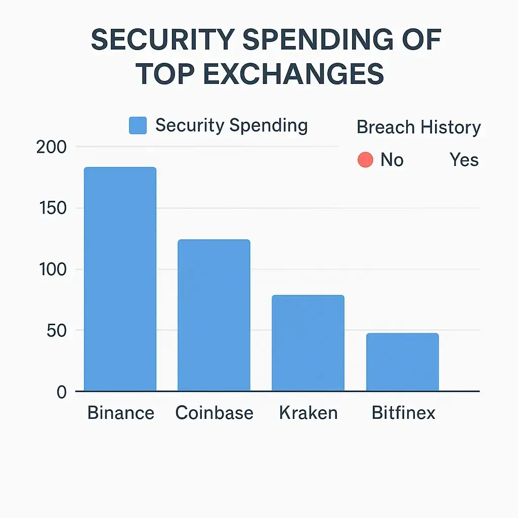 What Drives the Cost of Developing a Crypto Exchange Platform? 2 security spending top crypto exchanges chart