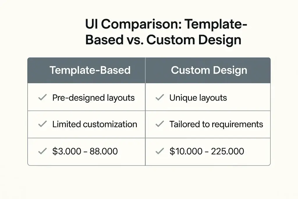 Breaking Down the Cost of Developing an eCommerce Platform in 2025 1 ui comparison template vs custom ecommerce