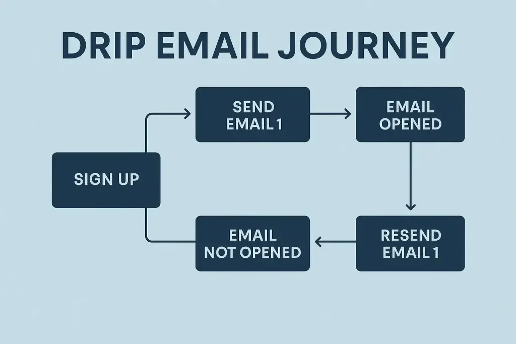 IsMyGirl Strategy: Fan Power & Creator Hustle 2 User flow diagram showing drip email journey