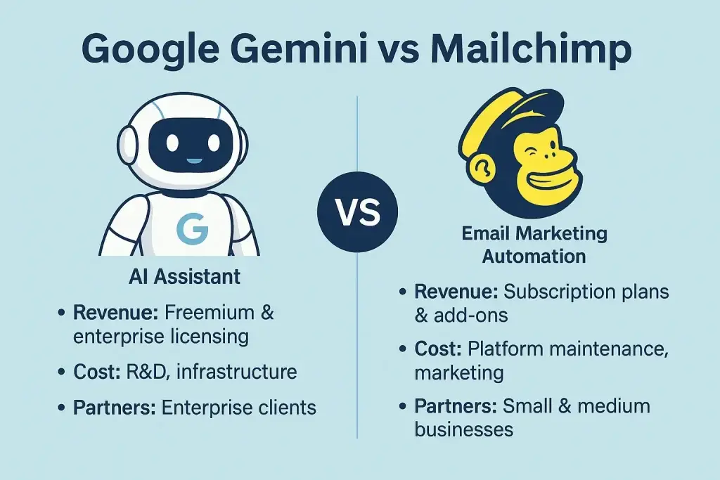Google Gemini vs Mailchimp: Business Model Showdown for Startups 1 infographic image for google gemini vs mailchimp