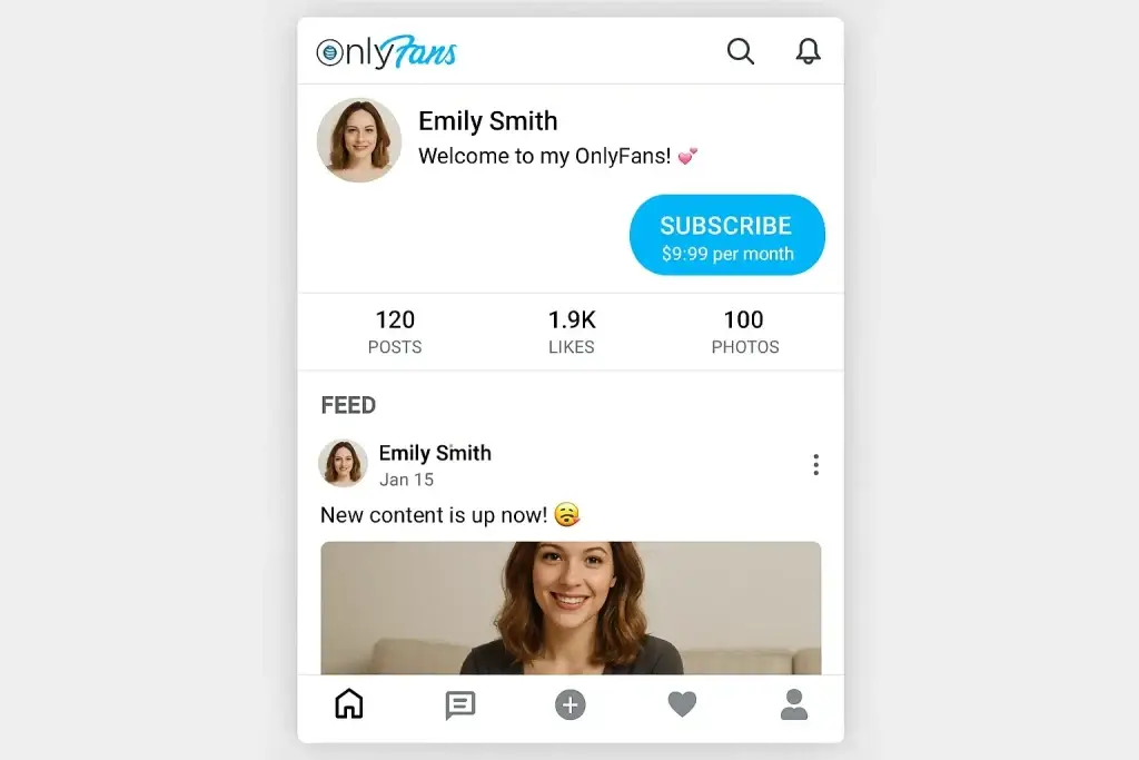 What is OnlyFans and How Does It Work? 1 OnlyFans user profile showing subscription price, posts, likes, and content feed on mobile app.