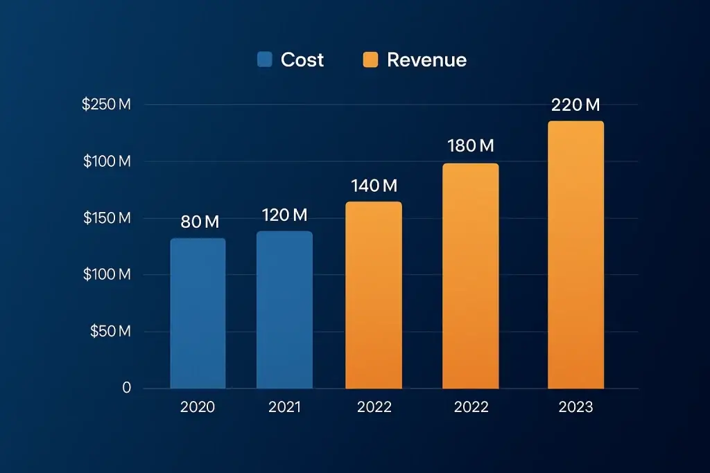 Remitano Clone Revenue Model: How It Makes Money in 2026 2 Cost vs Revenue visualization ramitano