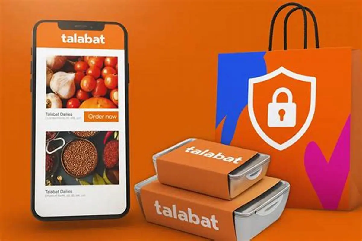 White-Label Talabat App Security: Risks, Compliance & Protection Guide 1 Smartphone with food delivery app UI and a large digital security shield icon over a light blue background