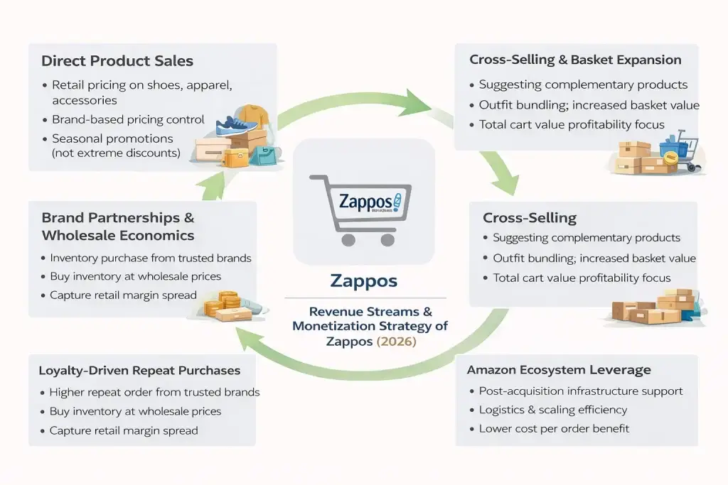 Business Model of Zappos : Complete Strategy Breakdown 2026 1 business model of Zappos2026 showing customer-first ecommerce, fast delivery, easy returns, and service-driven growth ecosystem