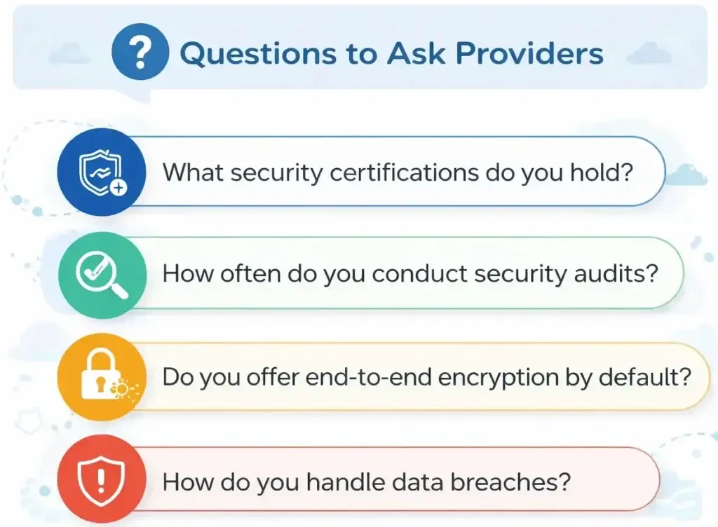 How Safe is a White-Label Faire App? Security Guide 2 questions to ask white-label Faire app providers security checklist infographic