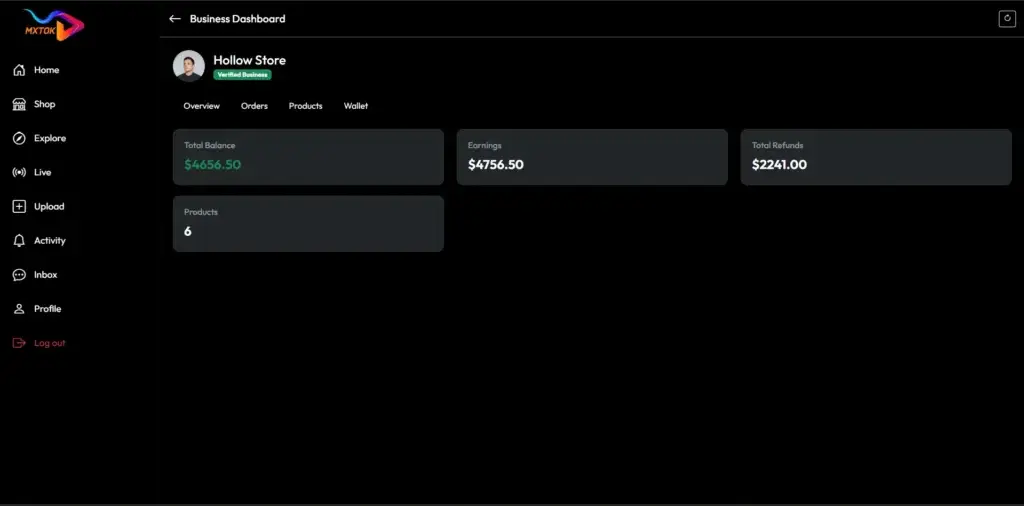 TikTok Clone 38 Business Dashboard