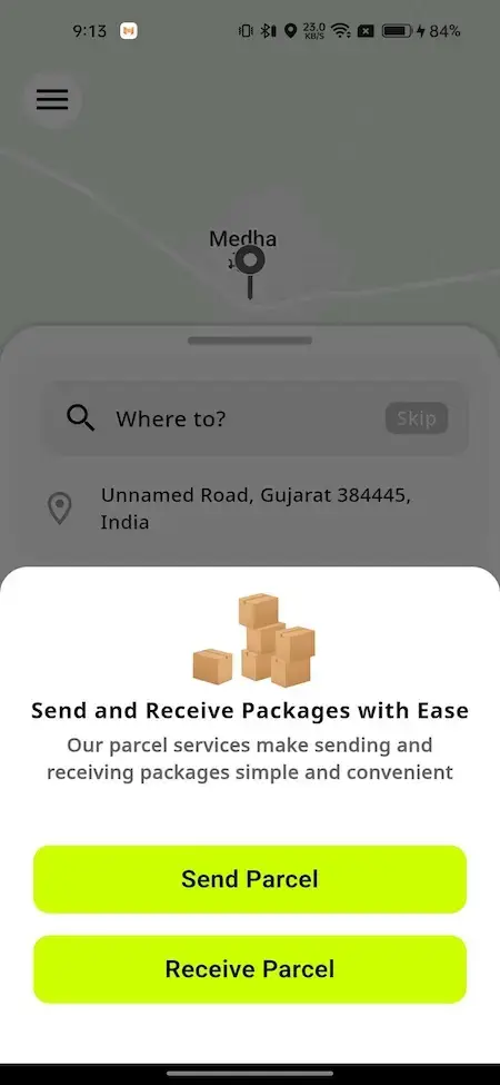 inDrive Clone 27 Indrive Clone Rider App Screen SendParcel ReceiveParcel