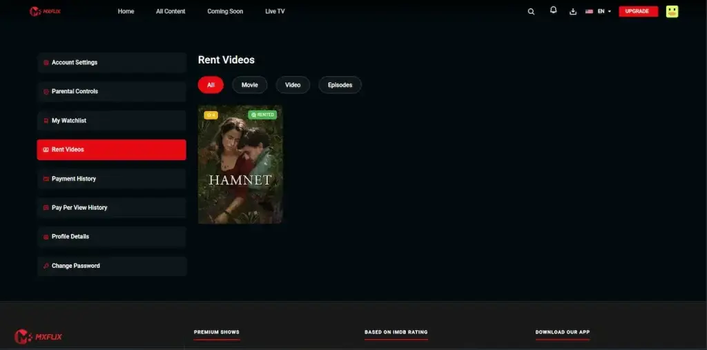 Netflix Clone 37 RentVideos