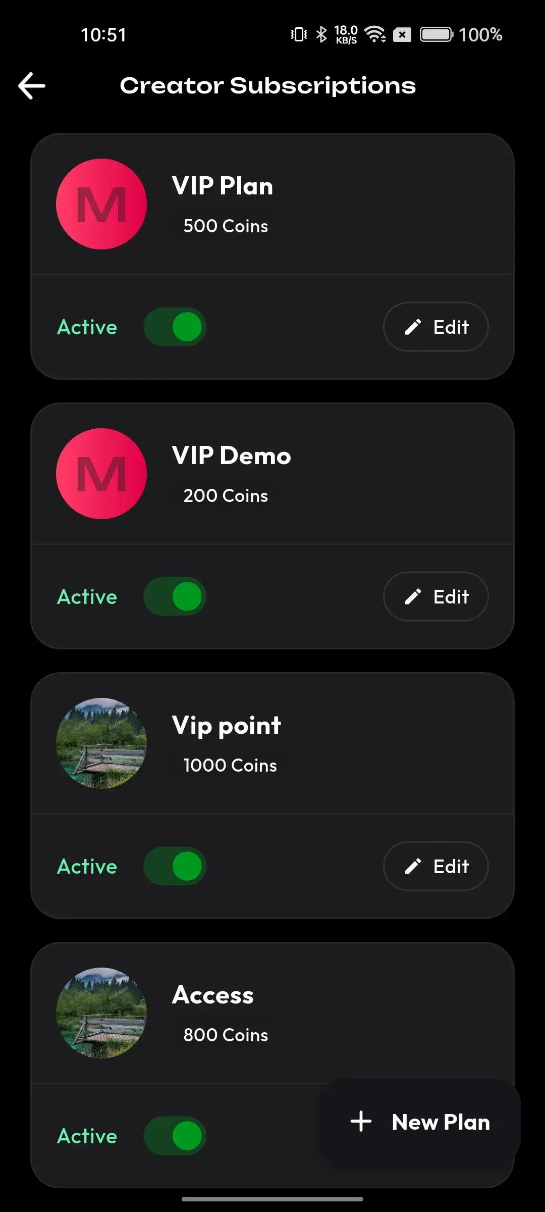 TikTok Clone 20 creator subscription screen
