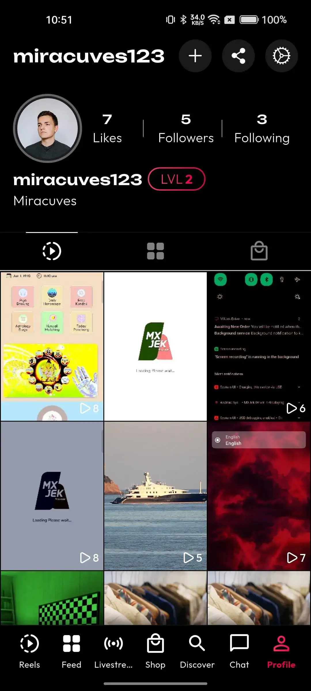 TikTok Clone 18 profile screen