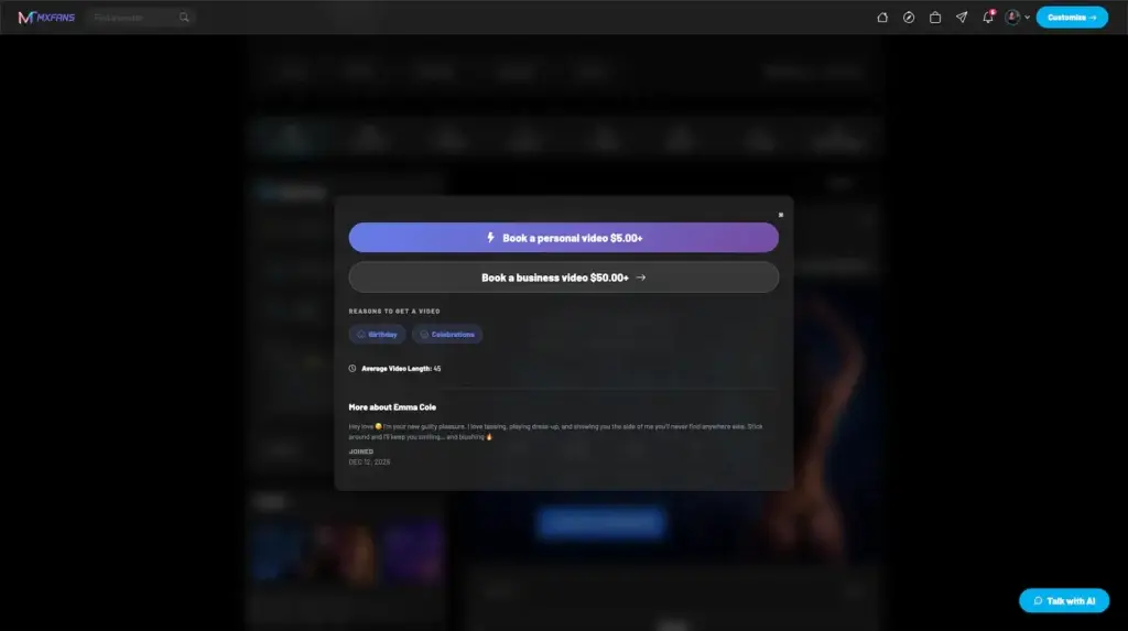 OnlyFans Clone 48 Miracuves development services for creating personalized videos on MXFANS