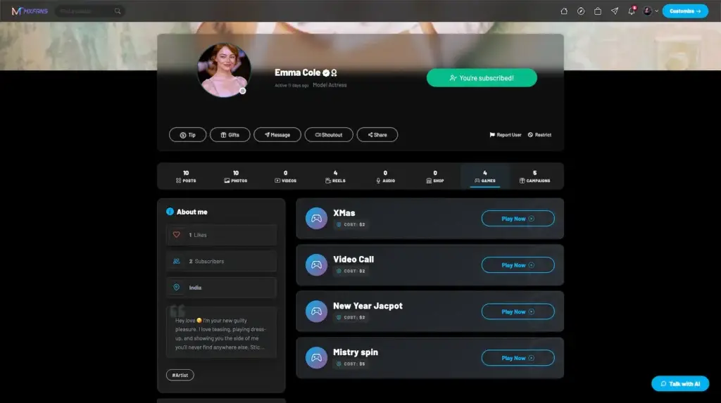 OnlyFans Clone 49 Creator profile from fans' perspective Only fans clone from Miracuves.