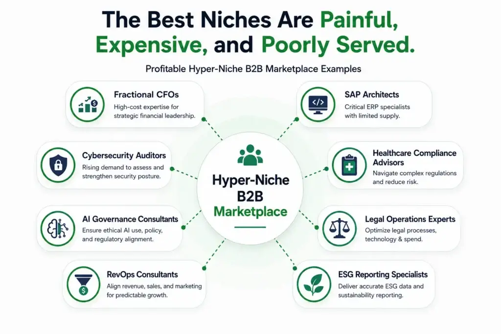 Stop Competing With Fiverr: Why Hyper-Niche B2B Marketplace Are the Only Profitable Play 3 Hyper-Niche B2B Marketplace examples for high-ticket professional services