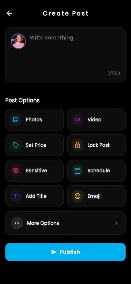 OnlyFans Clone 25 **Miracuves Development Services: Instagram Clone Solution****Alt Text:** Miracuves Instagram Clone Solution - Create Post Interface**Title:** Miracuves Instagram Clone Solution - Create Post Interface**Caption:** Miracuves Instagram Clone Solution - Create Post Interface**Description:** The image showcases the Create Post interface of Miracuves' Instagram Clone Solution, featuring a sleek and user-friendly design. The interface allows users to write and publish posts with ease, complete with options for adding photos, videos, and more. With Miracuves' expertise in clone solutions development, this Instagram Clone Solution is designed to provide a seamless and engaging user experience.
