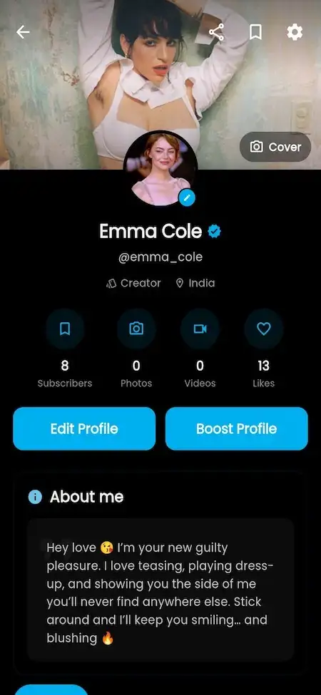 OnlyFans Clone 19 profile screen
