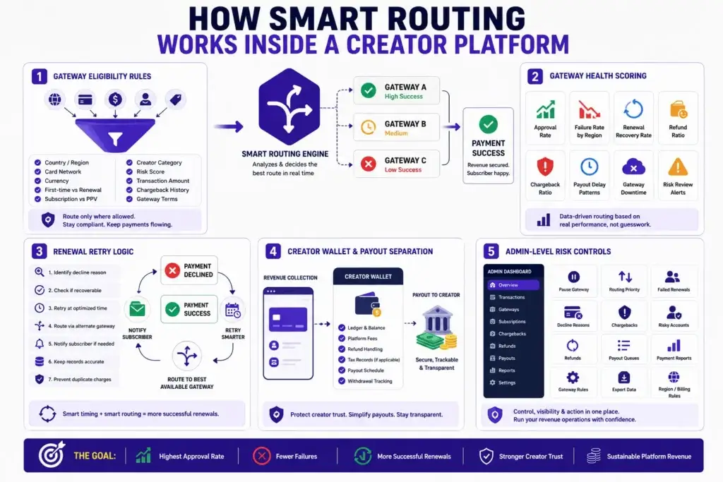 The Gateway Trap: How Smart Payment Routing Saves Creator Platforms 40% in Lost Revenue 2 How smart payment routing works inside a creator platform to improve payment success rates