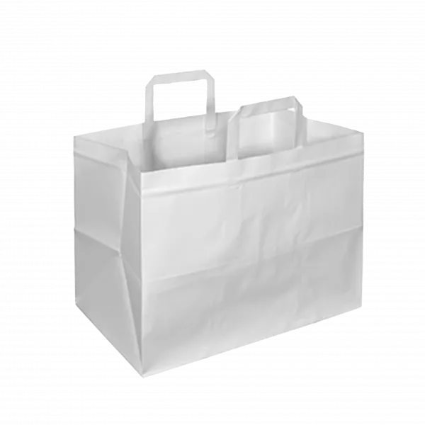300 Shoppers Take Away Con Manico Piattina 26x16x29 Cm Bianchi » Mondocarta