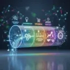 The Strategic Marketing Funnel Optimization features a vibrant digital diagram of five stagesโAwareness, Consideration, Conversion, Advocacy, and Loyaltyโusing icons and graphics on a sleek, tech-inspired background to highlight customer engagement strategies.