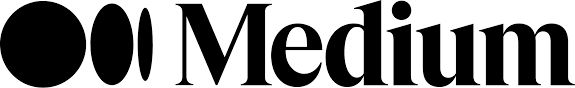 Black and white logo for Medium. It features three solid black circles of varying sizes on the left, followed by the word “Medium” in a bold serif font. The design is minimalistic and uses strong contrast.