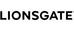 The image shows the Lionsgate logo. The word "LIONSGATE" is written in bold, black, all-capital sans-serif letters on a light gray background.