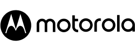 The image shows the Motorola logo with a stylized white "M" inside a black circle, followed by the word "motorola" in lowercase black letters on a light gray background.