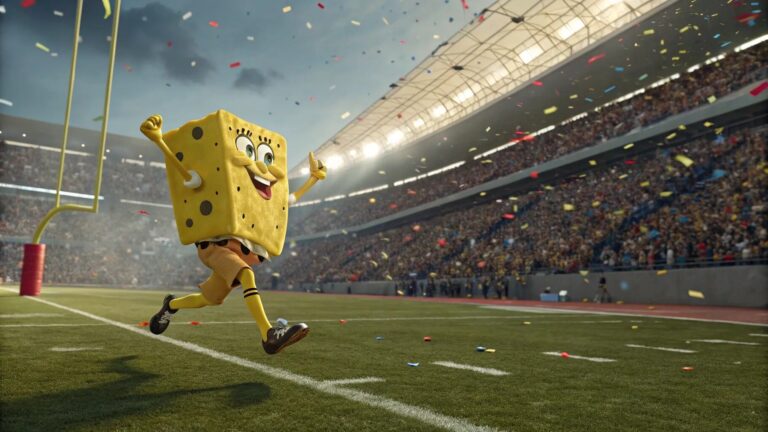 A Wild Scene At The Stadium – The SpongeBob Movie: Search For SquarePants