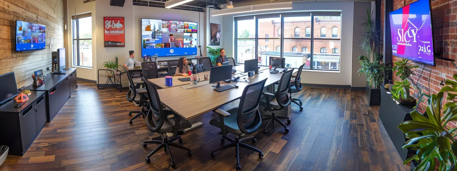 a vibrant, modern office setting showcases a digital marketing team collaborating around a sleek conference table, analyzing screens displaying local seo strategies for a chimney repair business, emphasizing engagement and innovation in boosting online visibility. a vibrant, modern office setting showcases a digital marketing team collaborating around a sleek conference table, analyzing screens displaying local seo strategies for a chimney repair business, emphasizing engagement and innovation in boosting online visibility.